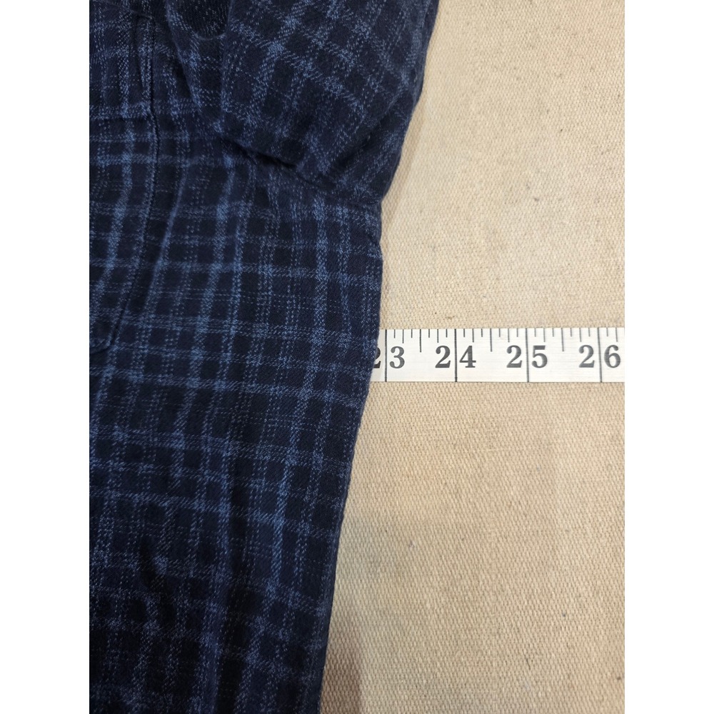 Banana Republic Mens Slim Fit Navy Blue Plaid Flannel Button Down Shirt Large - Picture 5 of 6